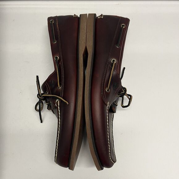 TIMBERLAND MENS CLASSIC 2 EYE ROOT BEER SHOE BROWN FULL GRAIN BOAT SHOE SZ 14 main image 6